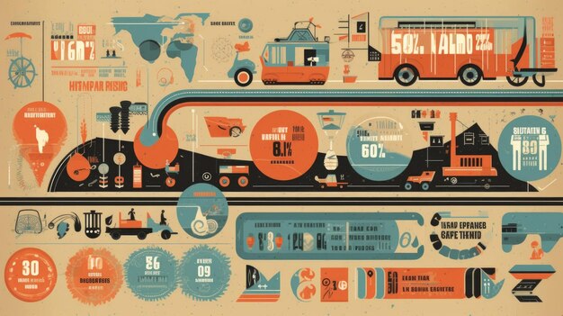 Une infographie moderne illustrant la croissance du commerce électronique générée par l'IA