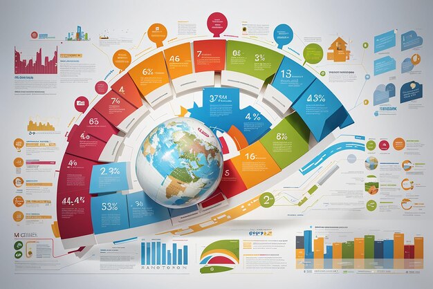 Photo infographie de stratégie commerciale avec symboles de processus et de progrès