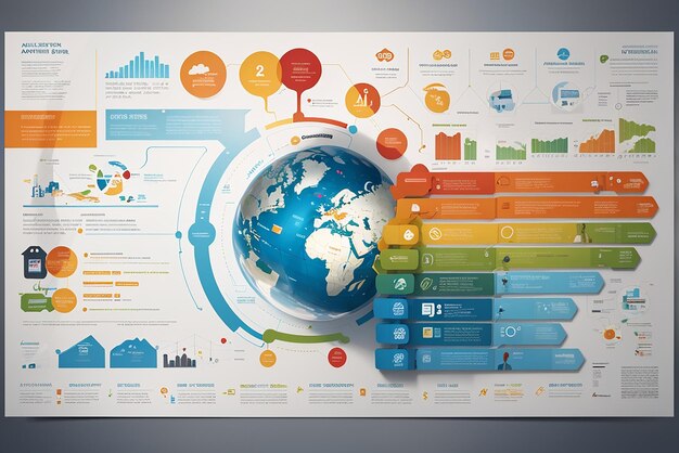 Photo infographie de stratégie commerciale avec symboles de processus et de progrès