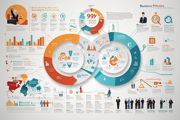 Photo infographie de stratégie commerciale avec symboles de processus et de progrès