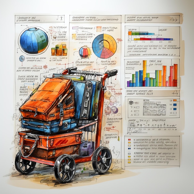 Infographies d'achat et d'achat en ligne dessinées à la main