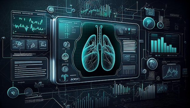 Informatique médicale et analyse des soins de santé Illustration conceptuelle AI générative