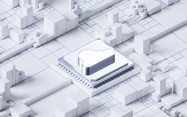 L'informatique en nuage et le contexte technologique du rendu 3D illustration 3D