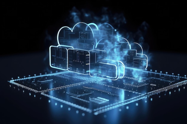 L'informatique en nuage transfère de grandes données sur Internet Technologie numérique futuriste IA générative