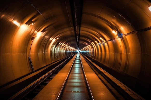 L'infrastructure souterraine urbaine en prenant une vue rapprochée d'un tunnel de métro rond avec des tubes Generative AI