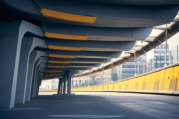 infrastructure de transport moderne pont surpassé gris jaune vue inférieure