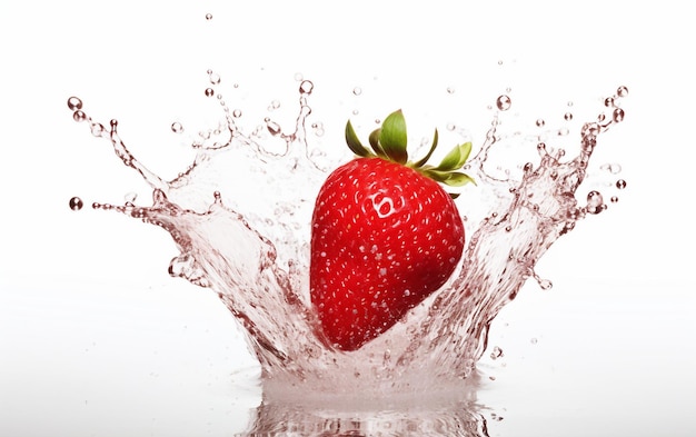 Infusion de fraise acide dans une éclaboussure d'eau isolée sur un fond transparent