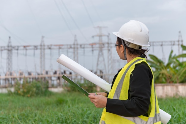 Ingénieur asiatique travaillant dans une centrale électrique