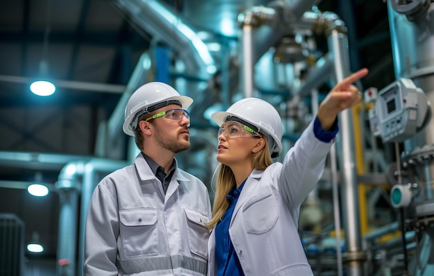 ingénieur en casque pointant vers quelque chose