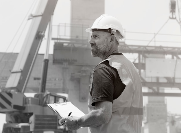 Photo ingénieur de chantier sur un chantier de construction