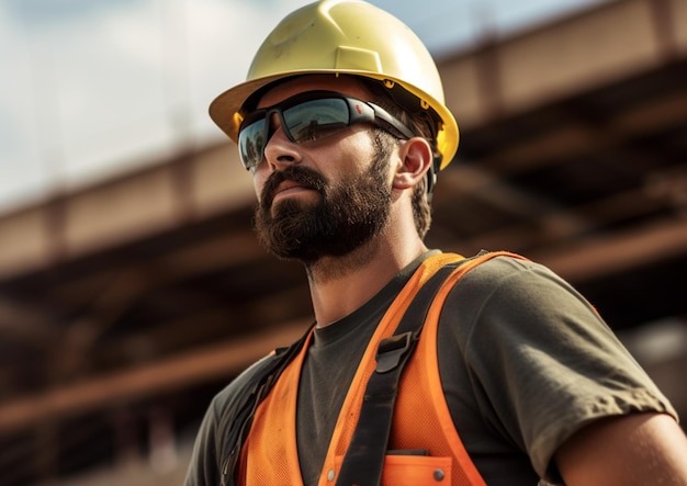 Ingénieur de chantier photo mâle avec un casque