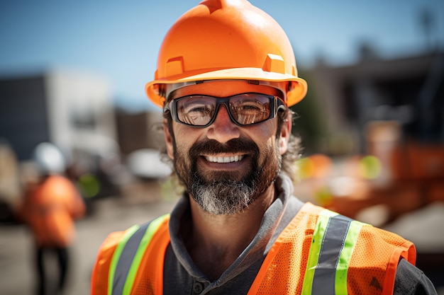 Ingénieur civil expérimenté confiant sur le chantier de construction