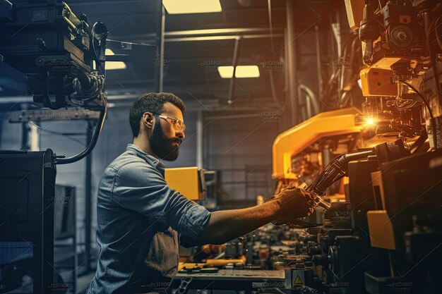 Ingénieur directeur vérifiant et contrôlant l'automatisation des bras de robot machine