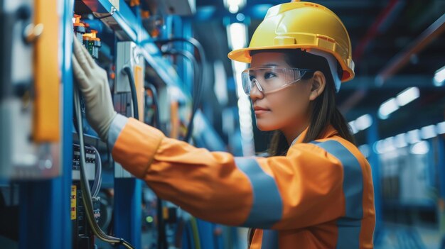 Photo un ingénieur électricien supervisant l'installation de systèmes de distribution d'électricité coordonnant avec une équipe pour assurer un flux de travail efficace