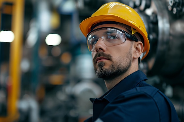 Photo un ingénieur expérimenté contemplant devant des machines industrielles