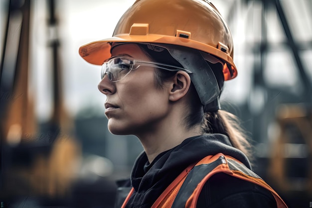 Ingénieur femme portant un casque dans une raffinerie de pétrole