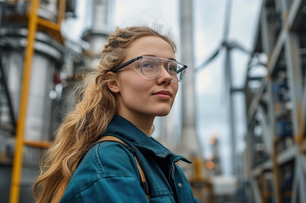 Ingénieur industriel inspectant l'équipement de l'usinexUn concept d'énergie propre