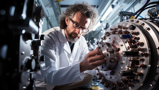 Photo ingénieur inspectant des machines dans une usine de fabrication