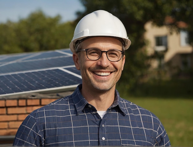 Ingénieur installant des panneaux solaires