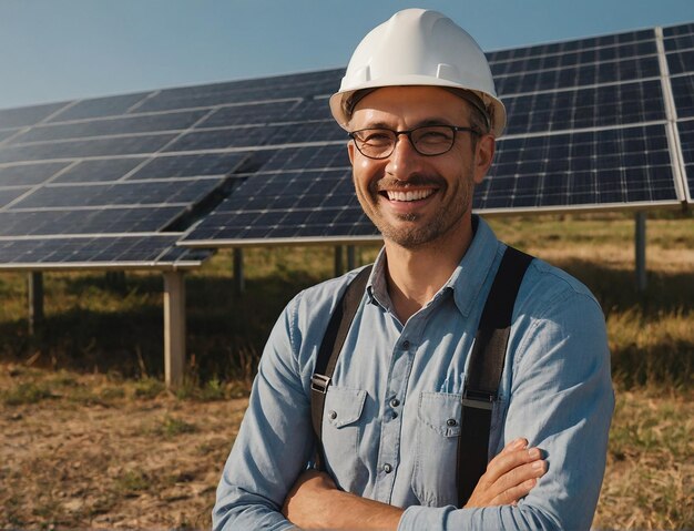 Ingénieur installant des panneaux solaires