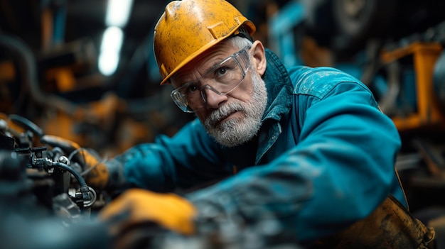 Ingénieur mécanicien se concentrant sur la maintenance des machines chez Industrial Machinery Generative AI