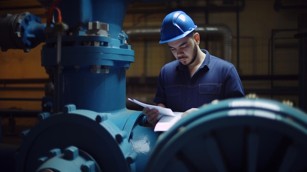 Ingénieur ou ouvrier industriel fraisant ou travaillant sur une machine d'usine IA générative