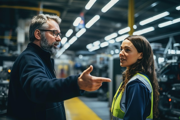 Photo un ingénieur de projet parle à une opératrice