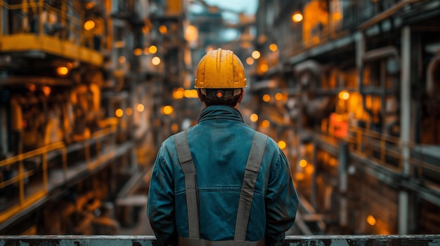 L'ingénieur supervise de manière contemplative les opérations de l'IA générative d'une installation industrielle animée