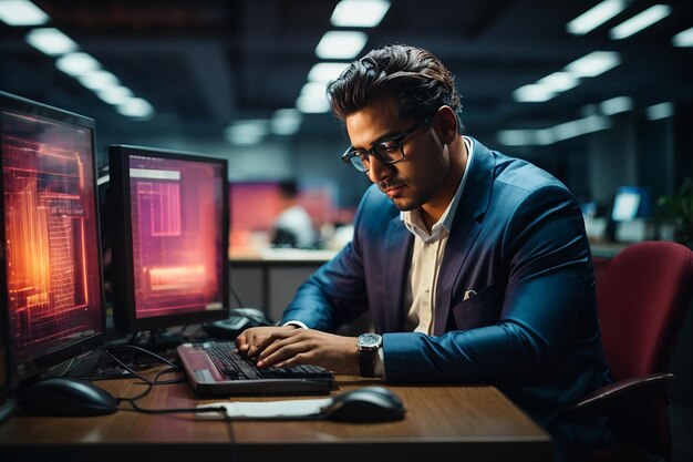 Ingénieur travaillant sur un ordinateur dans un bureau Concept d'ingénierie et d'architecture