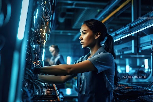 Ingénieure professionnelle Femme dans des travaux manuels et actifs donnant de nouveaux modèles