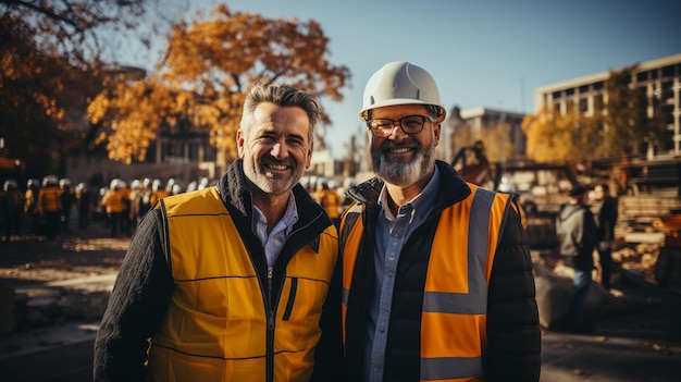 Ingénieurs et constructeurs sur le chantier