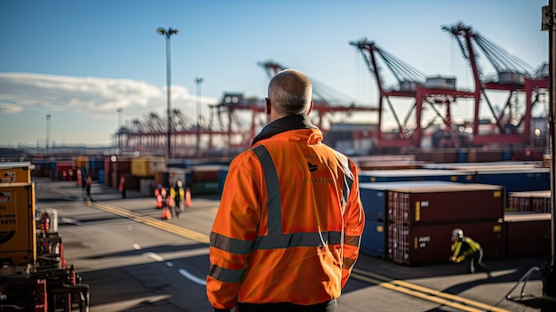 les ingénieurs effectuent la supervision et le contrôle au port de fret