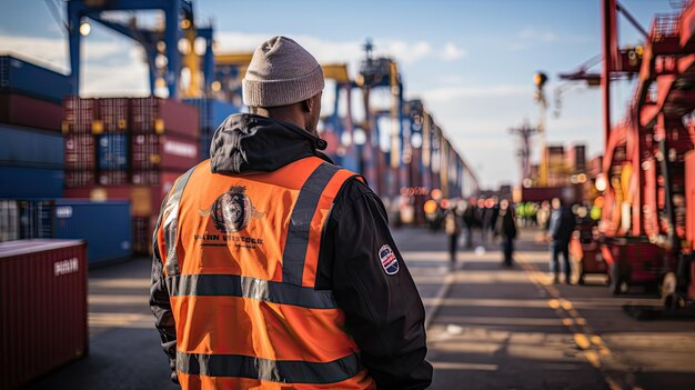 les ingénieurs effectuent la supervision et le contrôle au port de fret