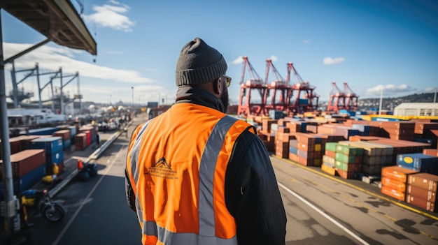 les ingénieurs effectuent la supervision et le contrôle au port de fret