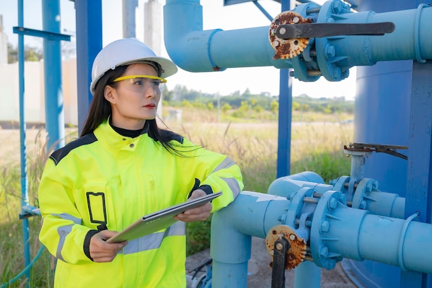 Des ingénieurs en environnement travaillent dans des stations d'épuration des eaux usées