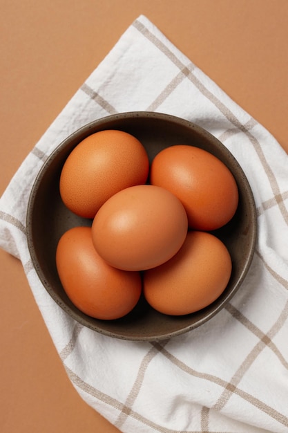 Ingrédient pour la cuisson des plats oeufs vue de dessus