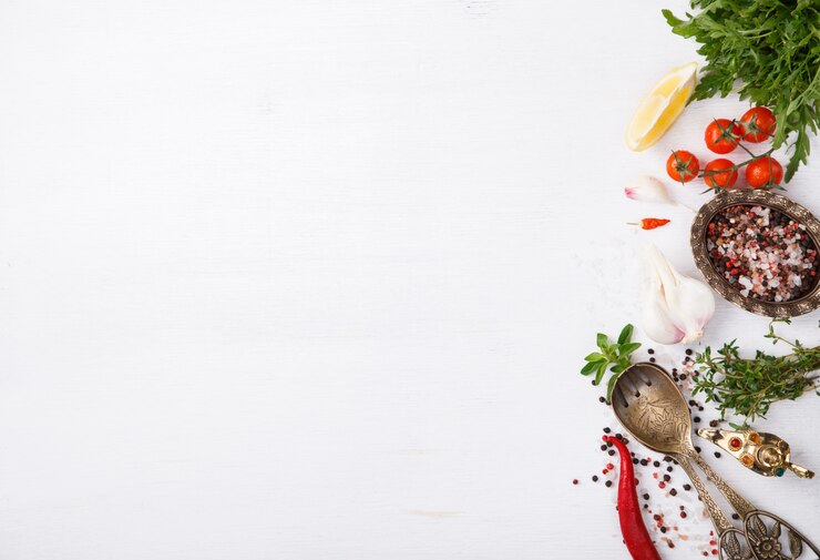 Photo ingrédients de cuisine frais et épices. végétarien