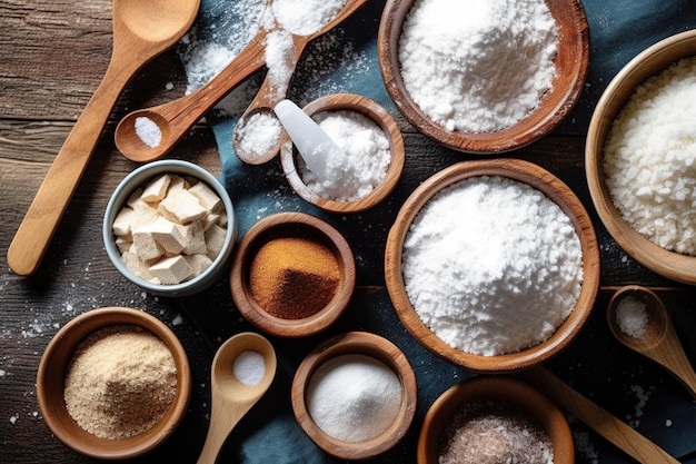 Ingrédients de cuisson placés sur la table