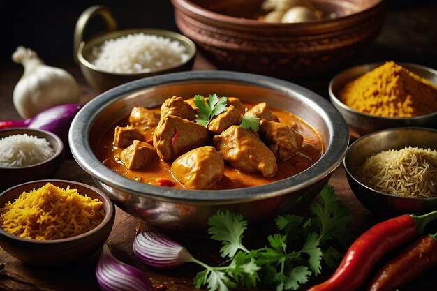 Photo ingrédients pour un authentique curry de poulet