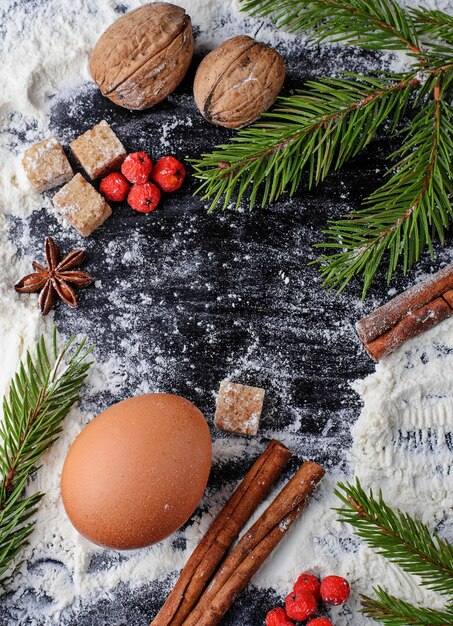 Ingrédients pour la cuisson de Noël