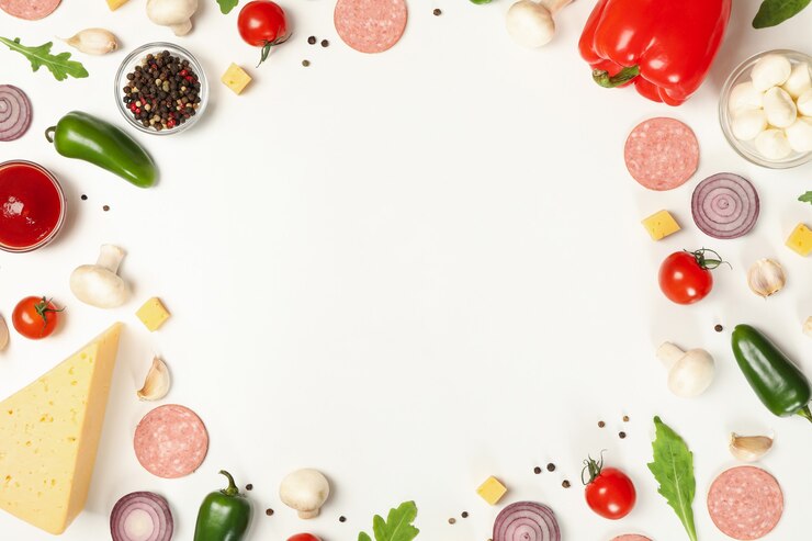 Photo ingrédients pour la cuisson de la pizza avec un espace pour le texte