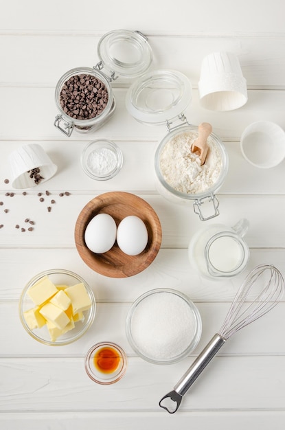 Ingrédients pour faire des muffins aux pépites de chocolat Recette pas à pas