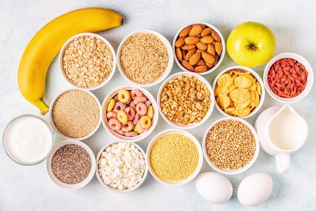 Ingrédients Pour Un Petit-déjeuner Sain, Vue De Dessus