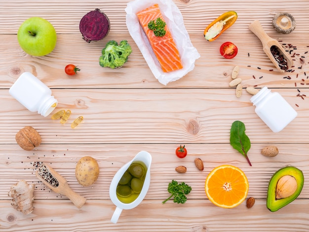 Ingrédients pour la sélection d&#39;aliments sains.