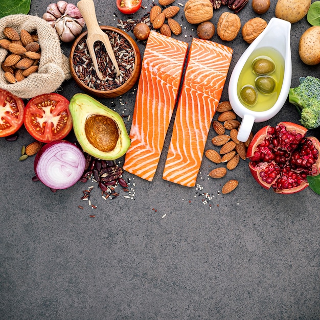 Ingrédients pour la sélection d&#39;aliments sains.