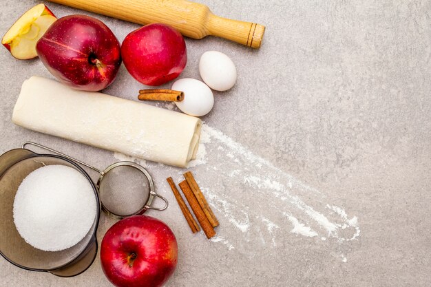 Photo ingrédients pour la tarte aux pommes