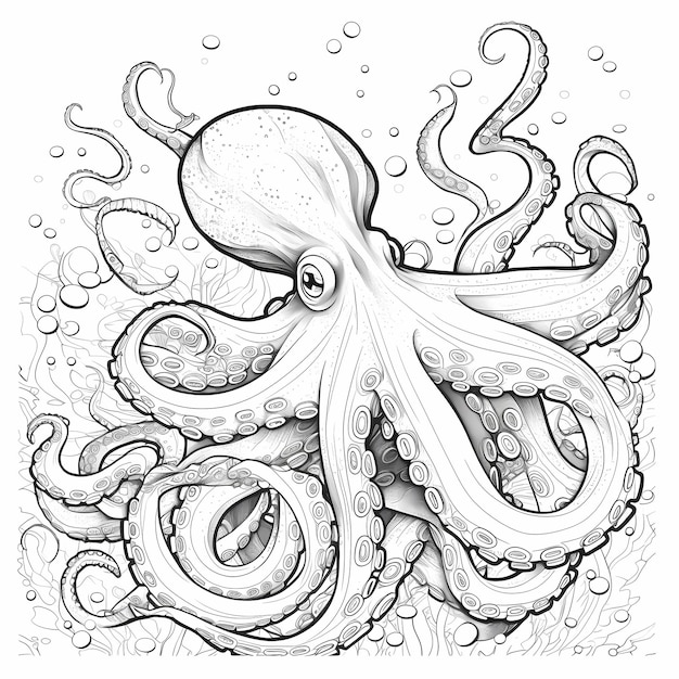 Photo inktastic fun cartoon baby octopus est une feuille à colorier
