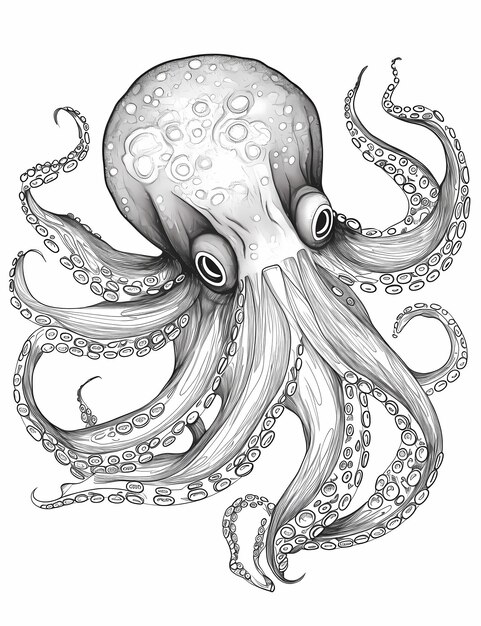 Photo inky delight monochrome octopus est une aventure de coloration