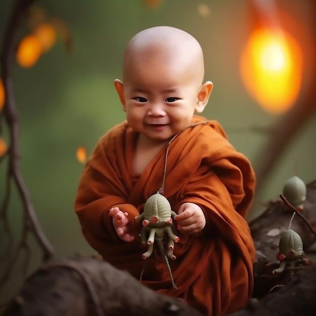 L'innocence adorable Le petit moine est trop mignon