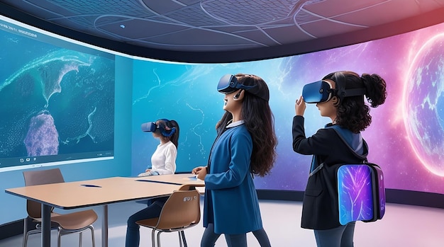 Innovation d'apprentissage immersif en salle de classe futuriste